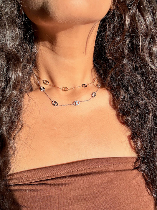 Double Link Layered Necklaces Set