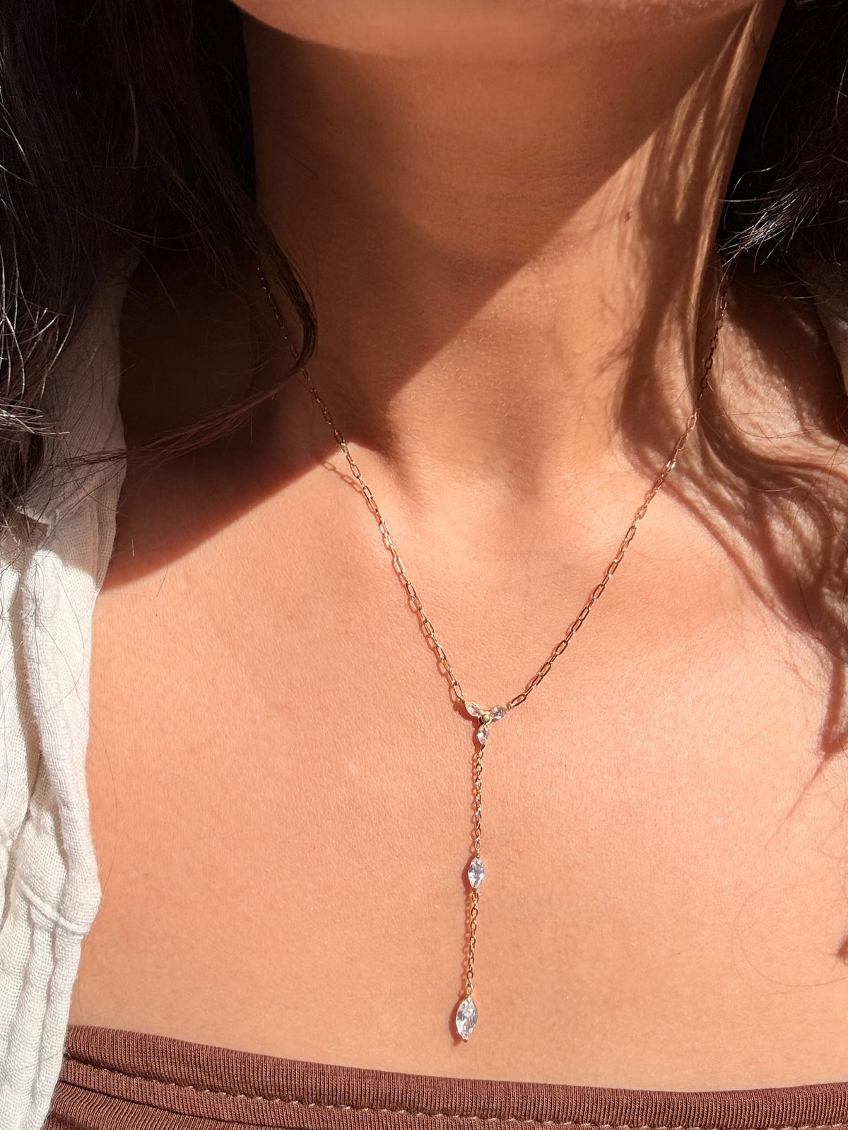Crystal Drop Lariat Necklace