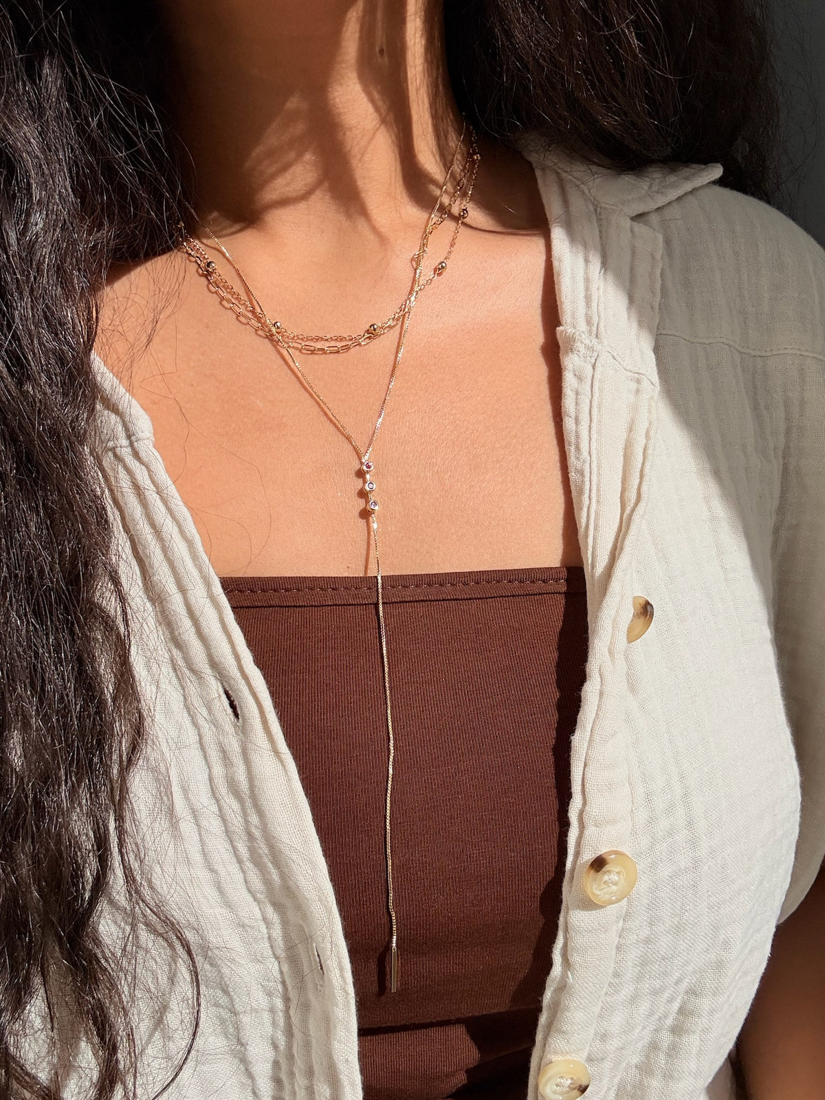 Crystal Drop Layer Necklace